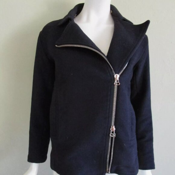 DEREK LAM 10 CROSBY Molten Wool Moto Jacket with Coyote Fur Collar - Picture 3 of 3